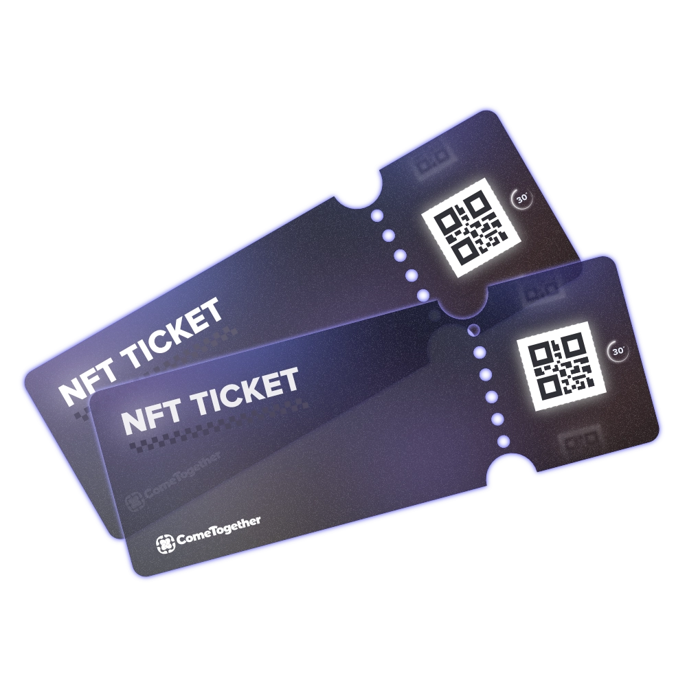 Picture of two NFT tickets to visualize the concept with traditional ticketing