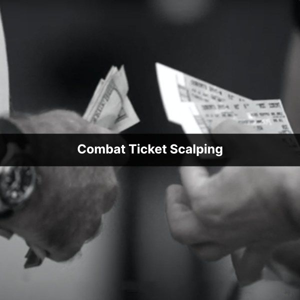 Close-up black and white shot of two hands exchanging tickets for cash. Title on top says combat ticket scalping. Close-up black and white shot of two hands exchanging tickets for cash. Title on top says combat ticket scalping.